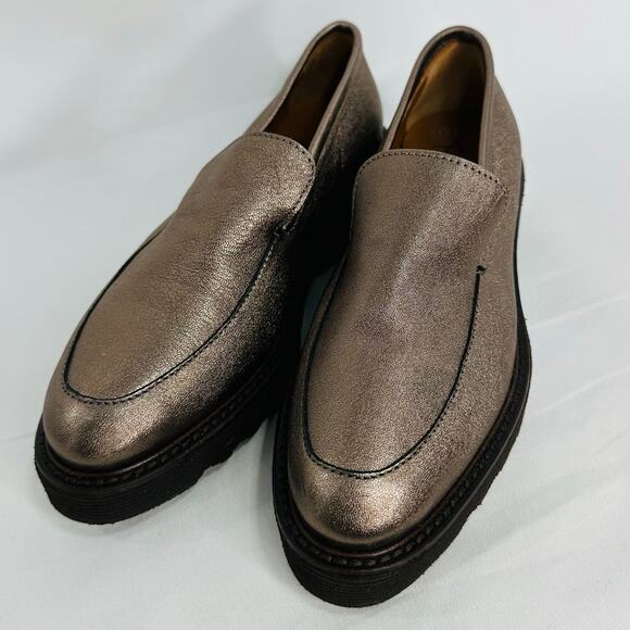 Aquatalia Kelsey Weatherproof Loafers Metallic Silver Suede size 5 - Picture 4 of 9